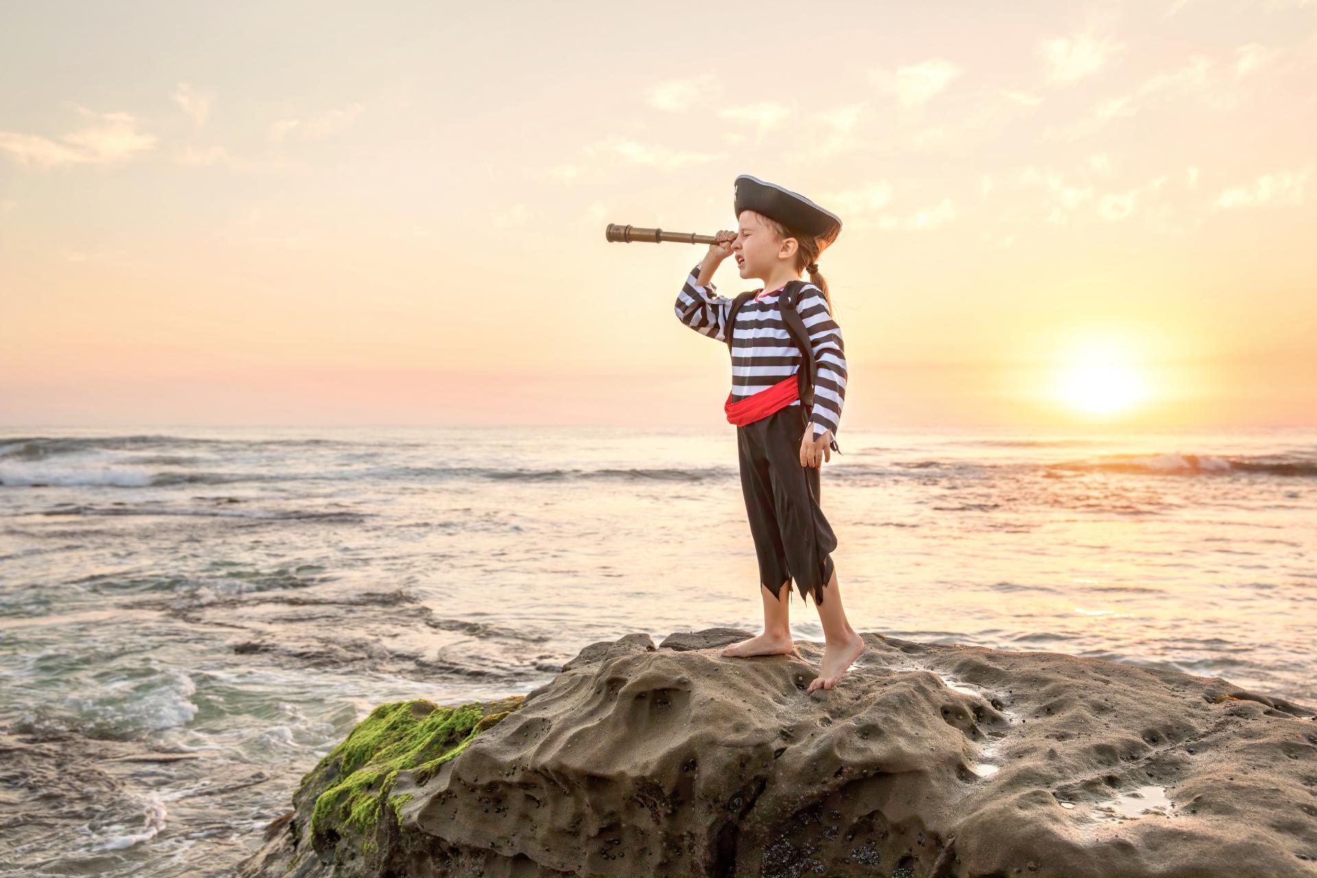 Pirate looking through a telescope