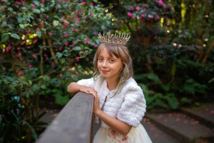 Princess standing on a bridge